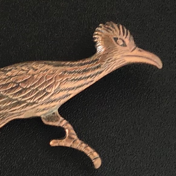Vintage Copper Roadrunner Bird Pin Brooch - Picture 8 of 11